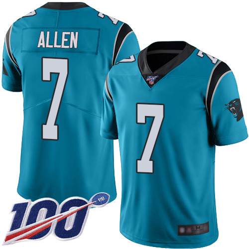 Carolina Panthers Limited Blue Youth Kyle Allen Alternate Jersey NFL Football #7 100th Season Vapor Untouchable